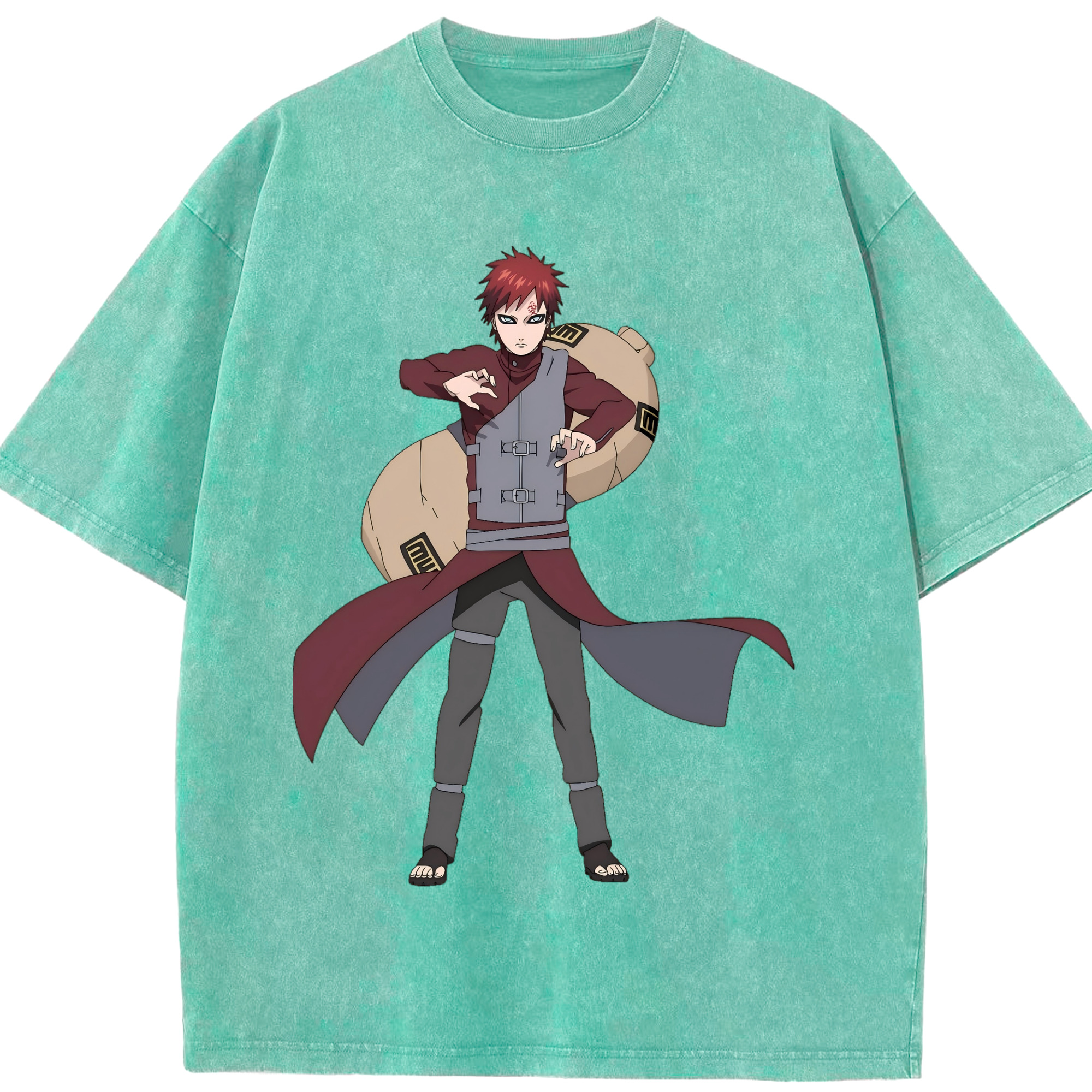 （画像用） NARUTO -ナルト- ガアラ Gaara 綿100% ヴィンテージ風 半袖Tシャツ（フロントプリント）
